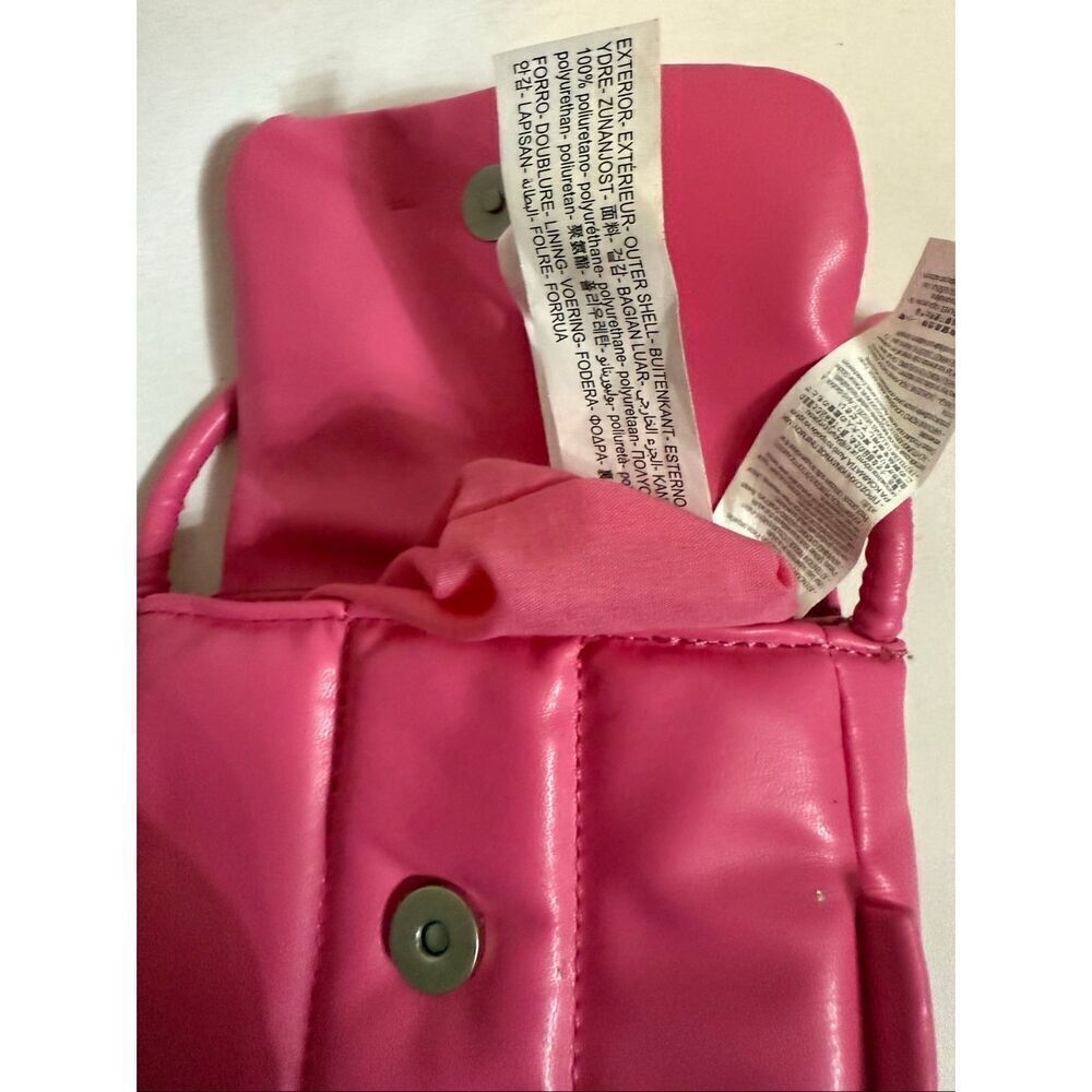 Zara Girls Going Out Vegan Leather Quilted Puffer Sling Bag Pink Small